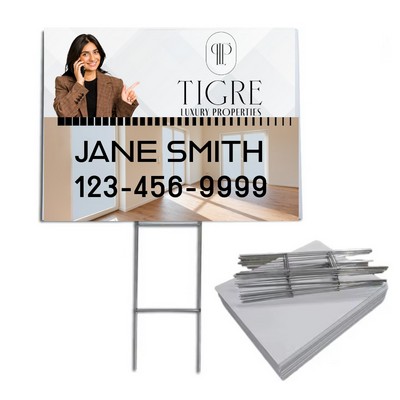 Outdoor Full Color Corrugated Plastic Yard Sign and H-Stake (24"x18")